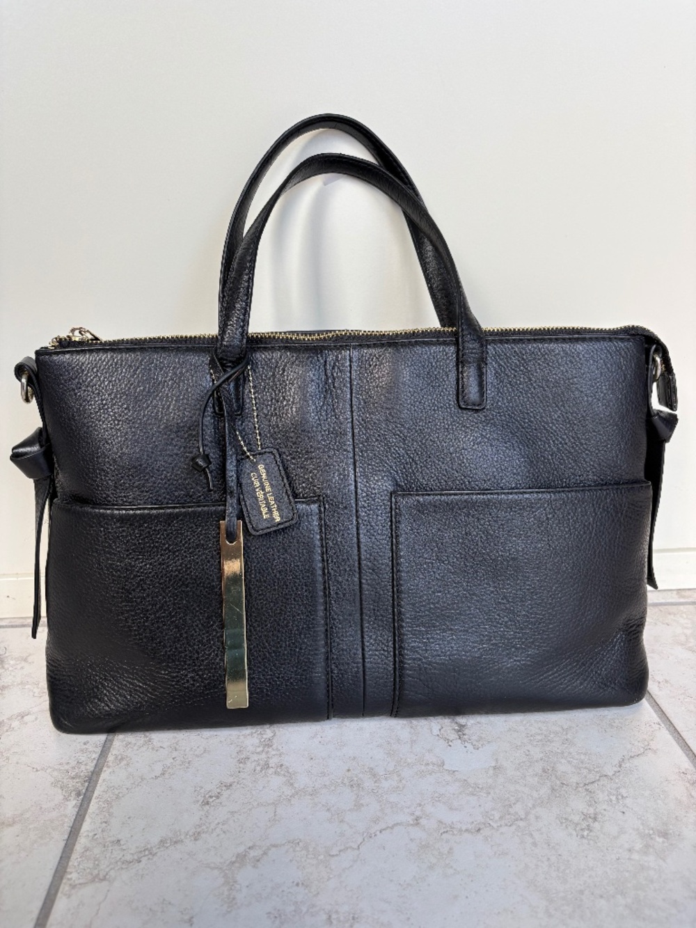 6th St West Black Genuine Leather Shoulder Bag, Hand Bag